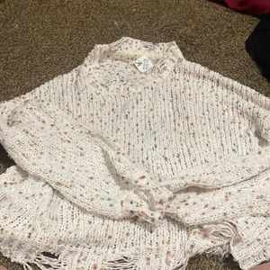 White blue pink and orange dot cropped sweater POL